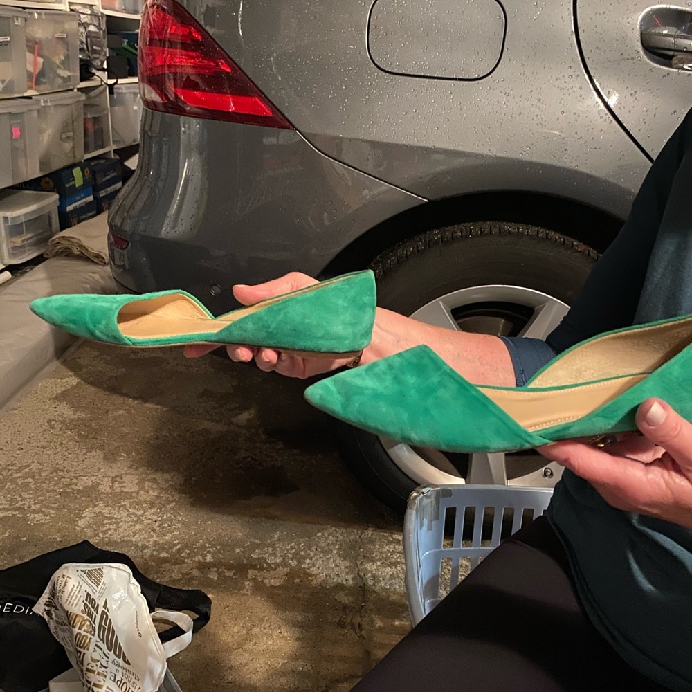 J. Crew Green Suede Flats